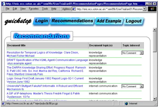 Figure 2 Quickstep’s web-based interface 