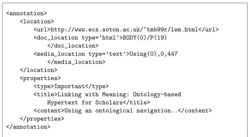 Figure 5.2: ALIEN internal XML representation of a span annotation