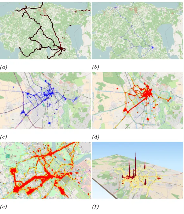 Figure 6: Representation of used GPS data and computed trajectories.