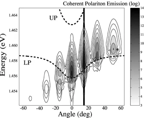 FIG. 4. Theoretical map of the coherent emission �a function of the emission angle and energy
