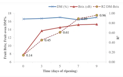 Figure 2.  Fruit DM and Brix of full ripened KP fruit. 