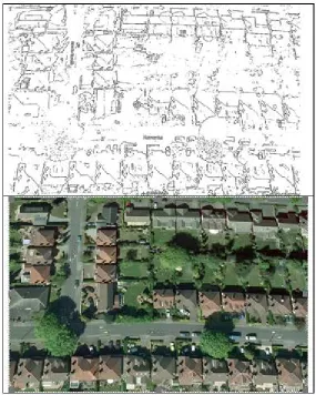 Figure 6.  Laplace (weighted high pass) filter with 10 pixel blur applied to Google Earth image of a residential area in Nottingham 