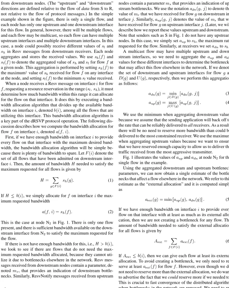Fig. 1 illustrates the values of  and  at node N  for the  single flow in the example
