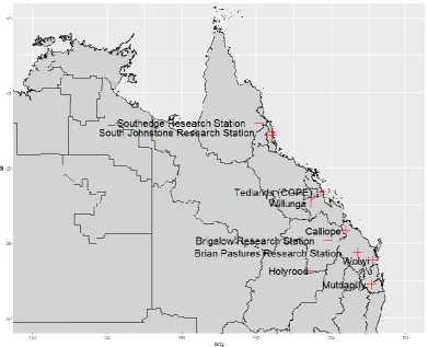 Figure 3. Map indicating the location of COPE trials. 