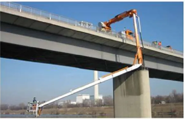 Figure 1. Close inspection using bridge inspection vehicle 