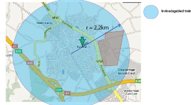 Tabel 7: Invloedsgebied stations en haltes (KpVV, 2006)