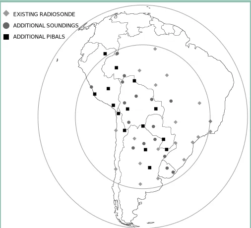 Fig. 3: Enhanced sounding network for South American LLJfield programme.