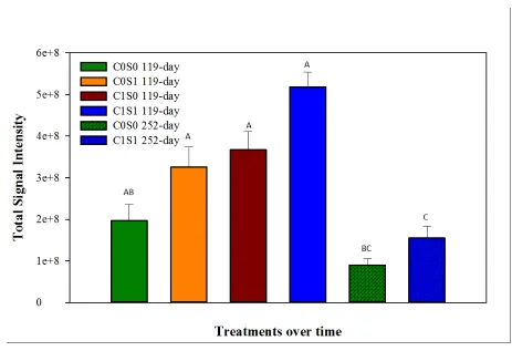 Figure 2:  Functional Gene richness under medium- (119-day), and long-term (252-day) 