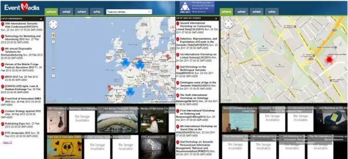 Figure 8: View of events rendered by the Elda API for EventMedia and Confomaton 