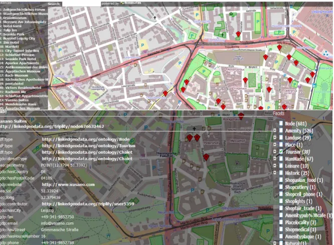 Figure 4: Screenshot of the widgets in the LinkedGeoData browser. 