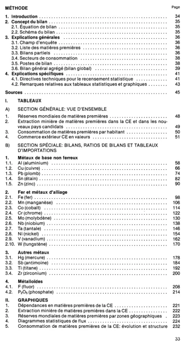 I. TABLEAUX A) SECTION GÉNÉRALE: VUE D'ENSEMBLE 