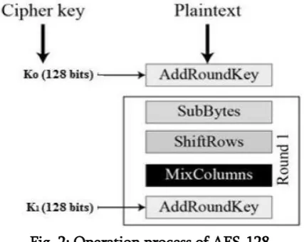Fig. 2: Operation process of AES-128 