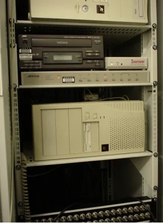 Figure 9-3 Real-time VCR, Sourcerer, Quad processor, video PC and coax patch panel