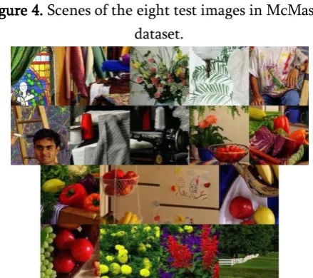 Figure 4. Scenes of the eight test images in McMaster 