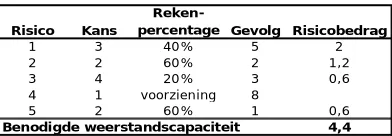 Tabel 3: Voorbeeldberekening risicobedrag 