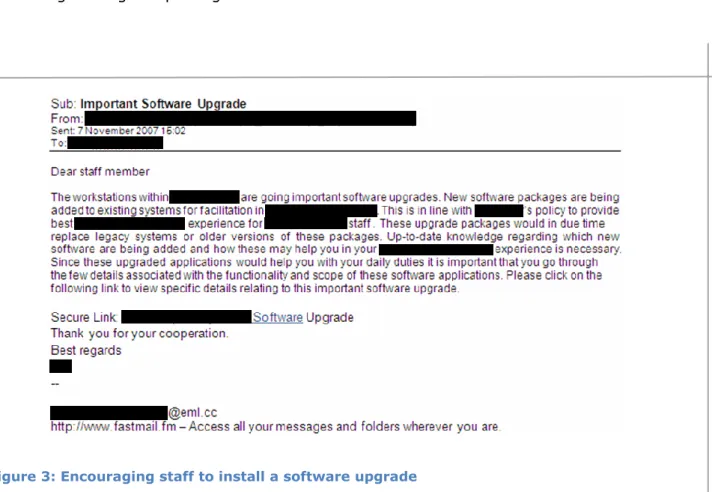 Figure 3: Encouraging staff to install a software upgrade 