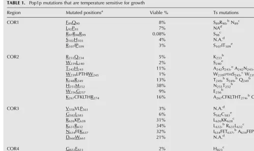 TABLE 1.Pop1p mutations that are temperature sensitive for growth