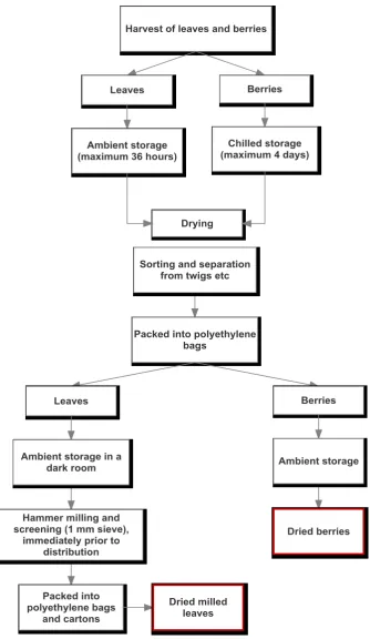 Figure 1.1 Processing flowchart for Tasmanian pepper leaves and berries 