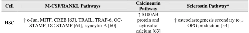 Table 2. Effect of microgravity on osteoclast hematopoietic stem cells precursors. 