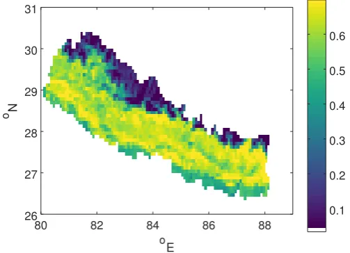 Figure 4. Mean NDVI by pixel over Nepal.