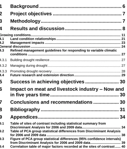 Table of sites of contrast including statistical summary from Discriminant Analysis for 2006 and 2009 data........................................