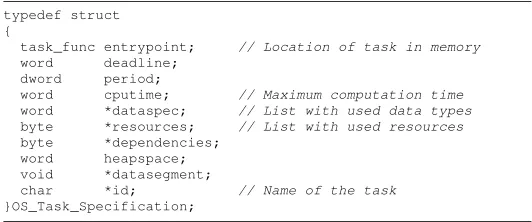 Figure 5.2: OS Task Speciﬁcation structure (constant)