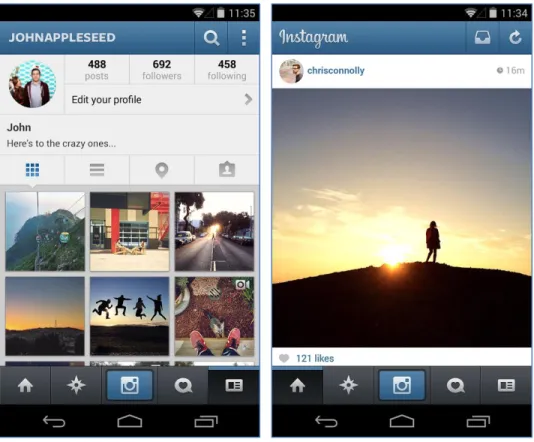 Figure 3 Instagram mobile application (Instagram, Google, 2014) 