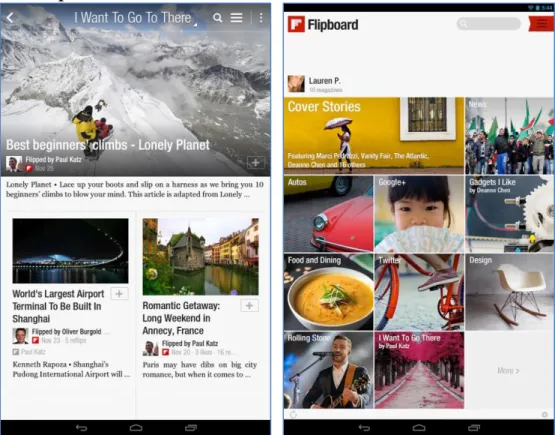 Figure 5. Flipboard mobile application (Flipboard, Google, 2014) 