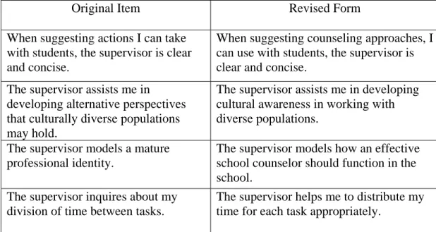 Figure 3.1 Original and Revised Forms of Instrument Items 