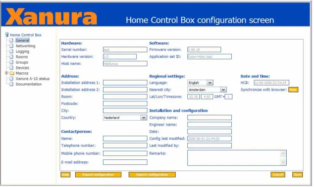 Figure 4-b. The Home Control Box configuration screen of the legacy Perl Application 