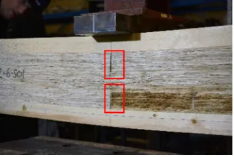 Figure 2. A 5-A1a beam specimen with butt joints in the second and fourth layers 