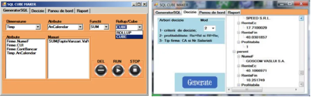Fig. 2 SQL CUBE MAKER interface: 