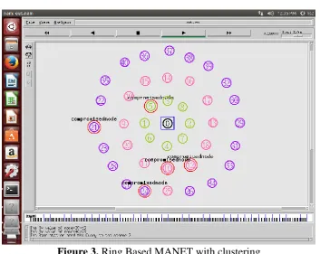 Figure 3. Ring Based MANET with clustering 