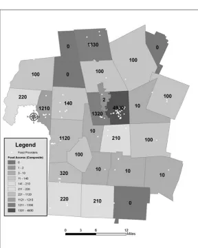 Figure 7. Composite Index of Food Access in Rutland County Created by Ranking Food Providers by Type and Adding the  Total Number of Providers in Each Town 