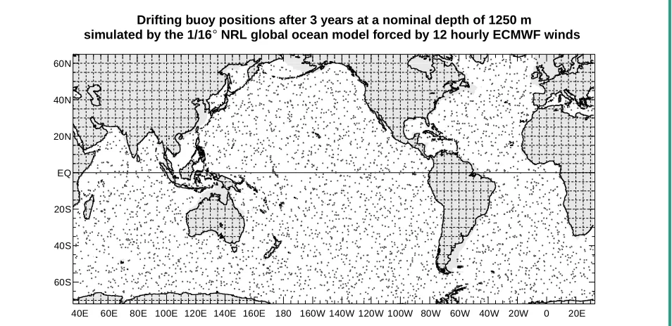 Figure 1: An example of the projected global distribution of ARGO floats