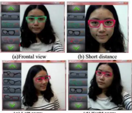 Fig 5: Results of virtual eye glasses try-on system 