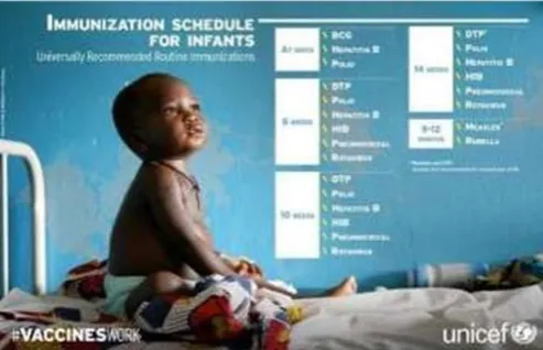 Fig. 1 : Universally prescribed vaccination plan for newborn children by UNICEF 