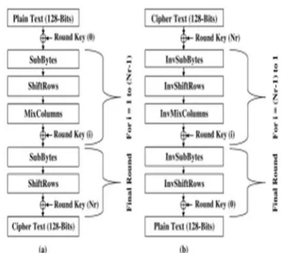 Fig 2. AES ENCRYPTION AND DECRYPTION 