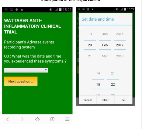 Figure 8 : This page requires a date response. The  TouchPal keyboard opens the calendar keypad automatically inanticipation of this requirement