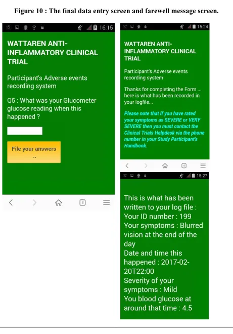 Figure 10 : The final data entry screen and farewell message screen. 