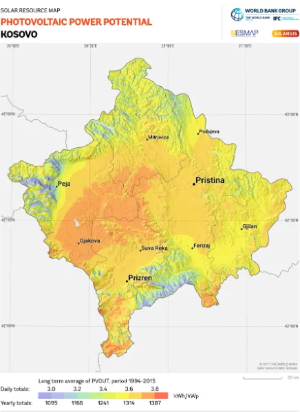 Figure 4. PV Power Potential in Kosovo 