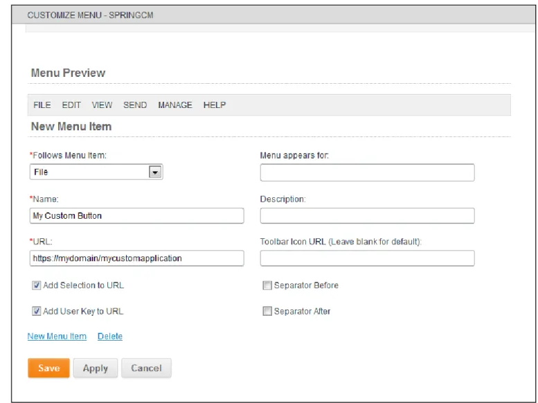 Figure 6. Configuring a custom button with a user key 