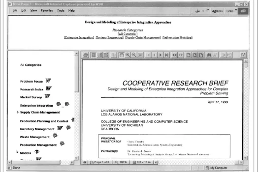 Figure 2. Web site for collaborative research.