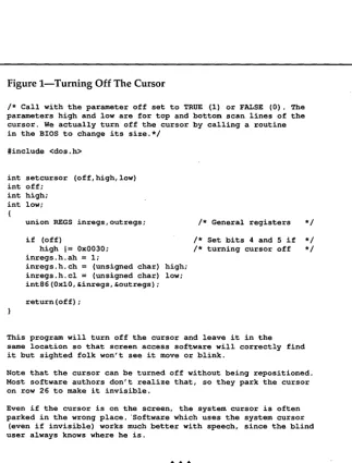 Figure l-Tuming Off The Cursor 