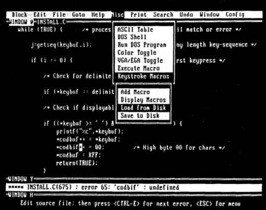 table, a configurable keyboard layout and flexible, unlimited keys;' context sensitive on-line help, pop-up status and ASCII keystroke macros