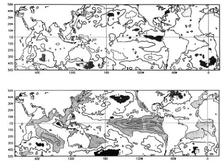 Figure 1: Anomalous sea surface temperature for Dec. 1996 (upper panel) and Dec. 1997 (lower panel)