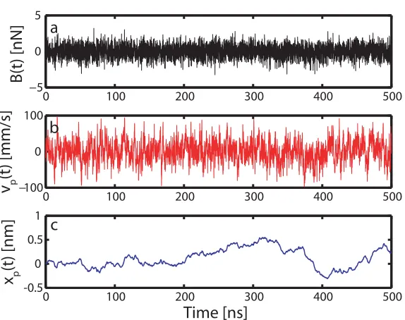Figure 3.3: Simulated Brownian motion of a 1µand positionm polystyrene sphere in water