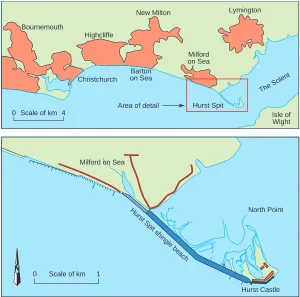 Fig. 2. Location andplan of Hurst Spit