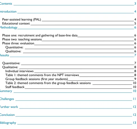Table 2: themed comments from the group feedback sessions _____________________ 10 