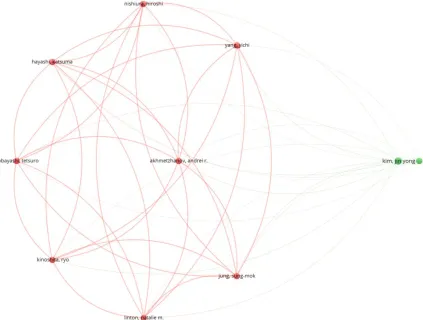 Figure 1: Bibliographic coupling among the authors 